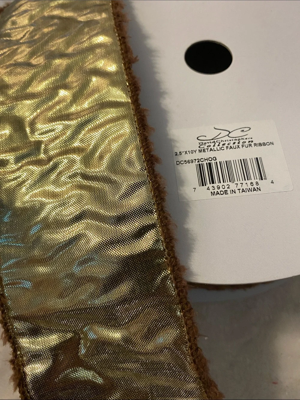 NEW David Christopher’s Collection 2.5 X 10 Y Metallic Faux Fur LUX Ribbon Brown